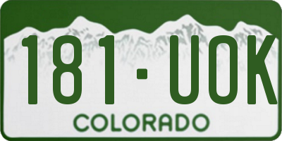 CO license plate 181UOK