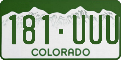 CO license plate 181UUU