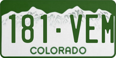 CO license plate 181VEM