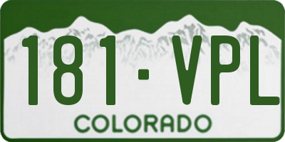 CO license plate 181VPL