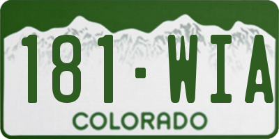 CO license plate 181WIA