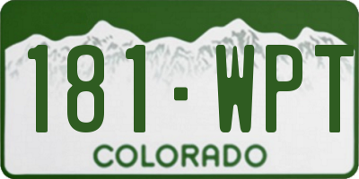 CO license plate 181WPT