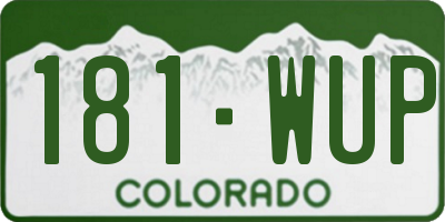 CO license plate 181WUP