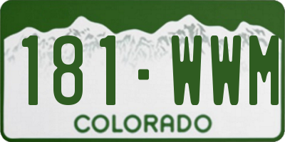 CO license plate 181WWM