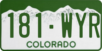 CO license plate 181WYR