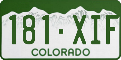 CO license plate 181XIF
