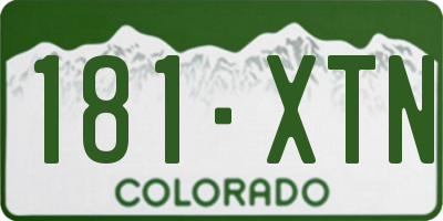 CO license plate 181XTN