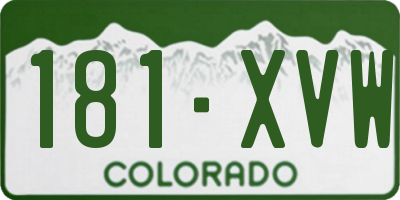 CO license plate 181XVW