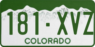 CO license plate 181XVZ