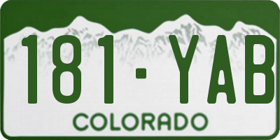 CO license plate 181YAB