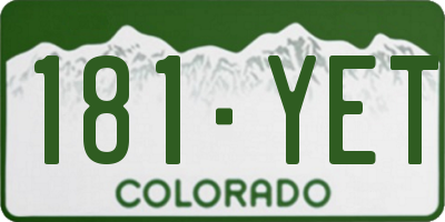 CO license plate 181YET