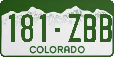 CO license plate 181ZBB
