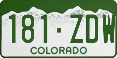 CO license plate 181ZDW