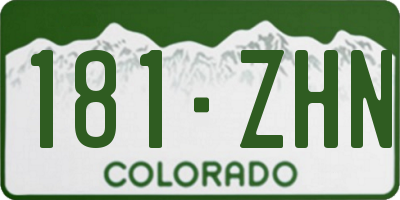 CO license plate 181ZHN