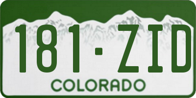 CO license plate 181ZID