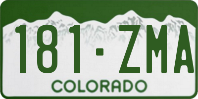 CO license plate 181ZMA