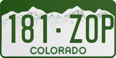 CO license plate 181ZOP