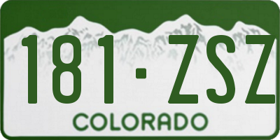 CO license plate 181ZSZ