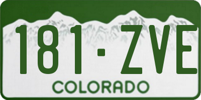 CO license plate 181ZVE