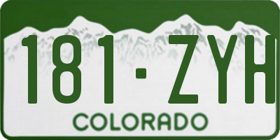 CO license plate 181ZYH