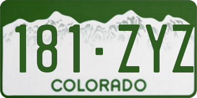 CO license plate 181ZYZ