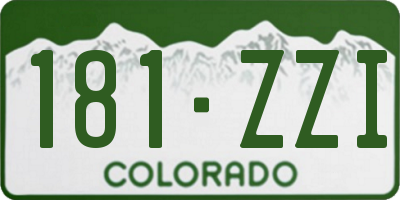 CO license plate 181ZZI