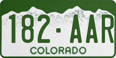 CO license plate 182AAR