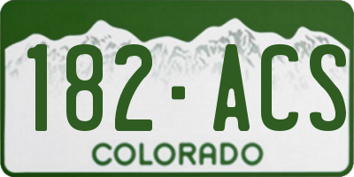 CO license plate 182ACS