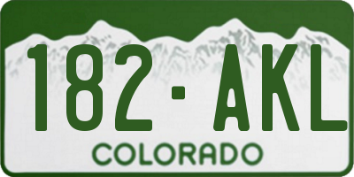 CO license plate 182AKL
