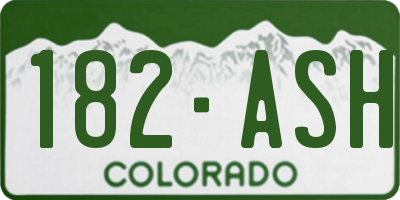 CO license plate 182ASH
