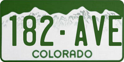 CO license plate 182AVE