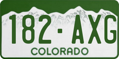 CO license plate 182AXG