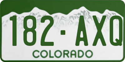 CO license plate 182AXQ