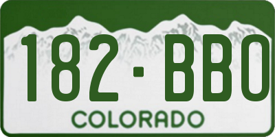 CO license plate 182BBO