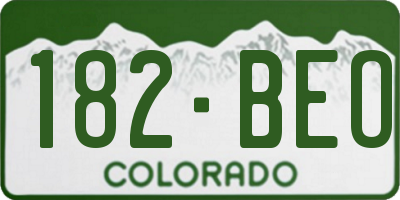 CO license plate 182BEO