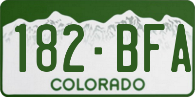 CO license plate 182BFA