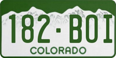 CO license plate 182BOI