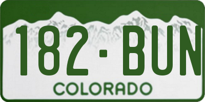CO license plate 182BUN