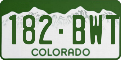 CO license plate 182BWT