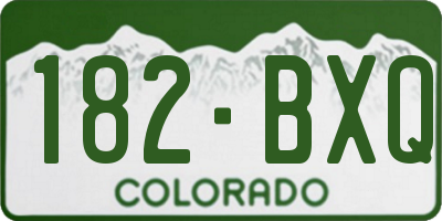 CO license plate 182BXQ