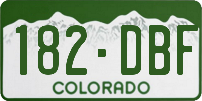 CO license plate 182DBF