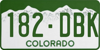 CO license plate 182DBK