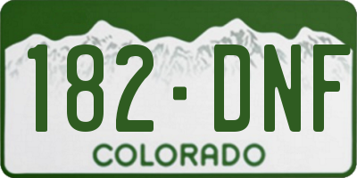 CO license plate 182DNF