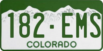 CO license plate 182EMS