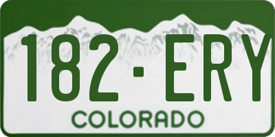 CO license plate 182ERY