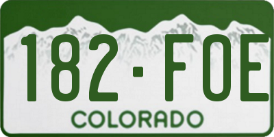 CO license plate 182FOE