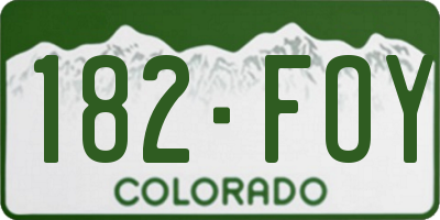 CO license plate 182FOY