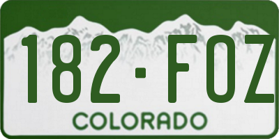 CO license plate 182FOZ