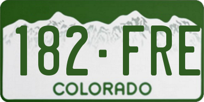 CO license plate 182FRE