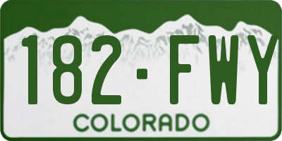 CO license plate 182FWY